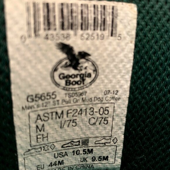 Georgia Mud Dog Pull-On Coffee Brown Leather & Rubber Work Boot Mens SZ 10.5M - Picture 6 of 10